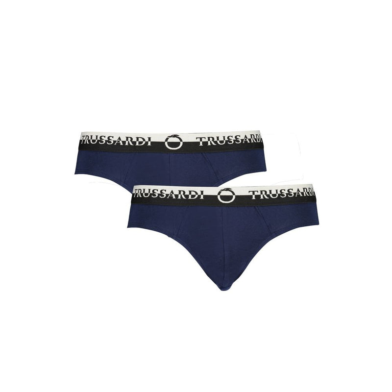 Trussardi Blu Cotton Men Underwear - Bi-Pack Slip Set