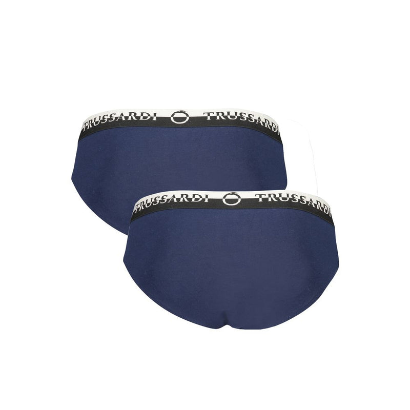 Trussardi Blu Cotton Men Underwear - Bi-Pack Slip Set