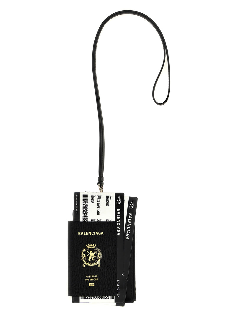 Balenciaga Black Calfskin Passport Cell Phone Case