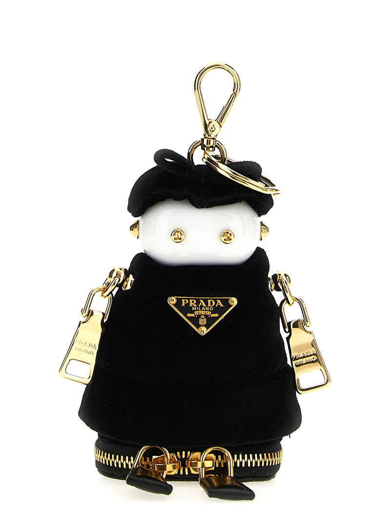 Prada Black Stainless Steel Keychain - Soft Robot Pendant