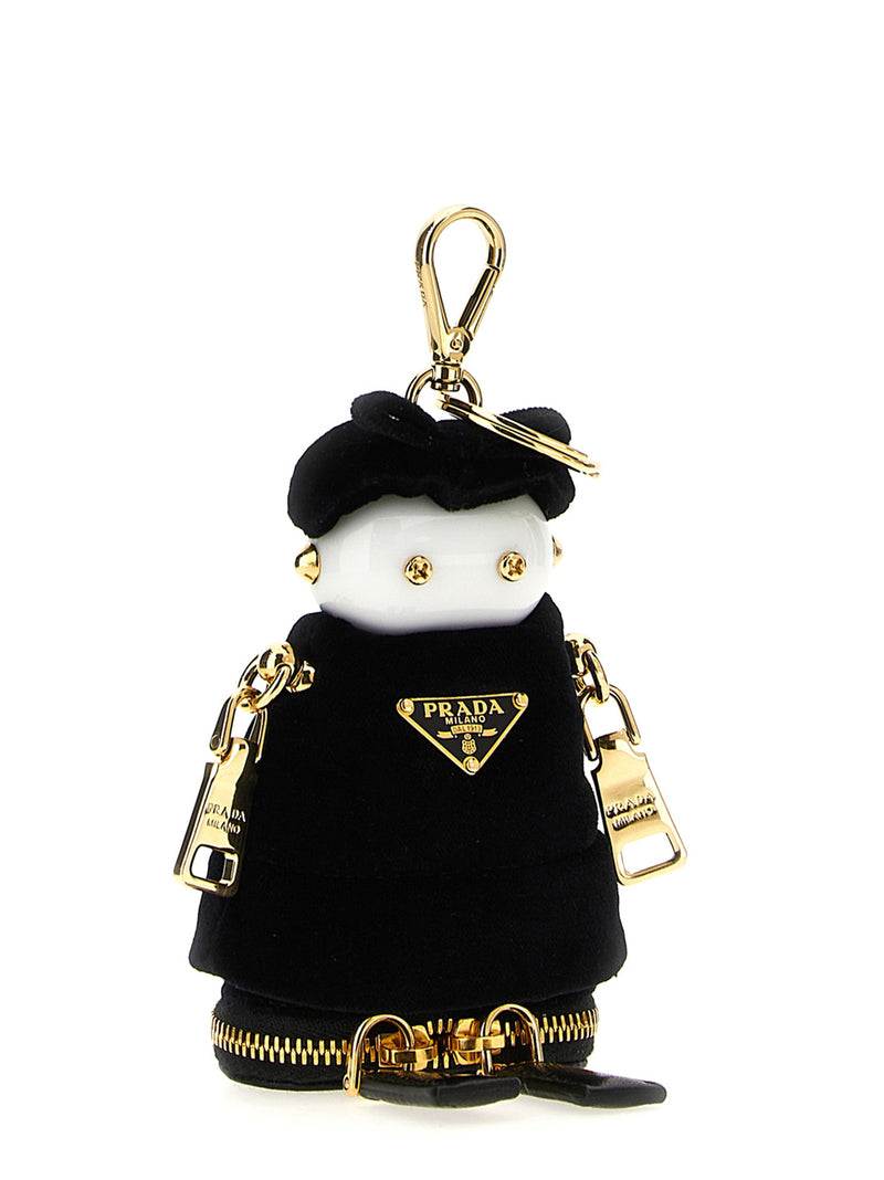 Prada Black Stainless Steel Keychain - Soft Robot Pendant