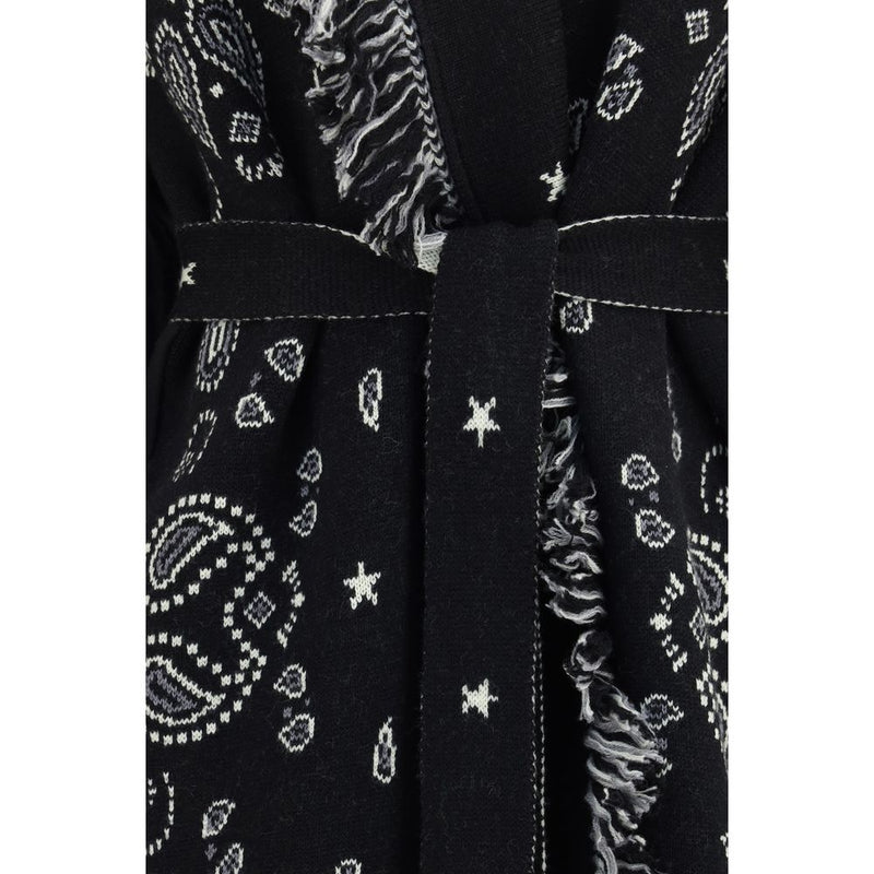 Alanui Black Wool Oves Aries Coat - Iconic Bandana Design