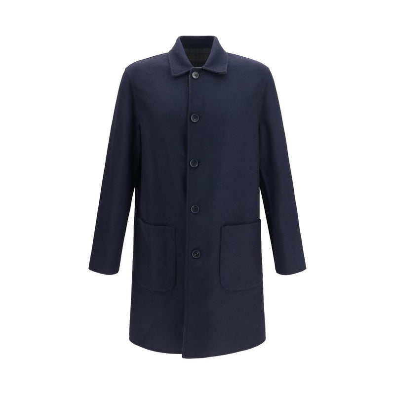 Etro Blue Wool Oves Aries Coat - Versatile Reversible Design