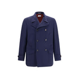 Brunello Cucinelli Blue Wool Oves Aries Coat