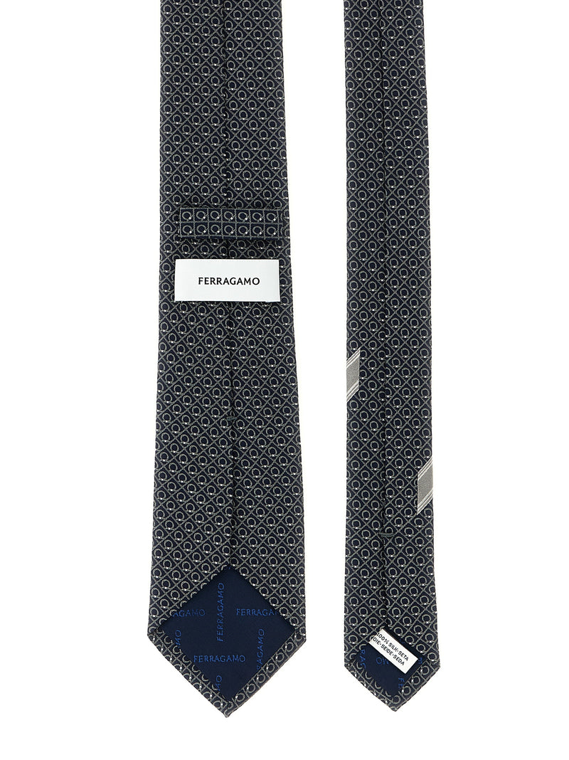 Ferragamo Biella Black Silk Tie - Elegant Men's Accessory