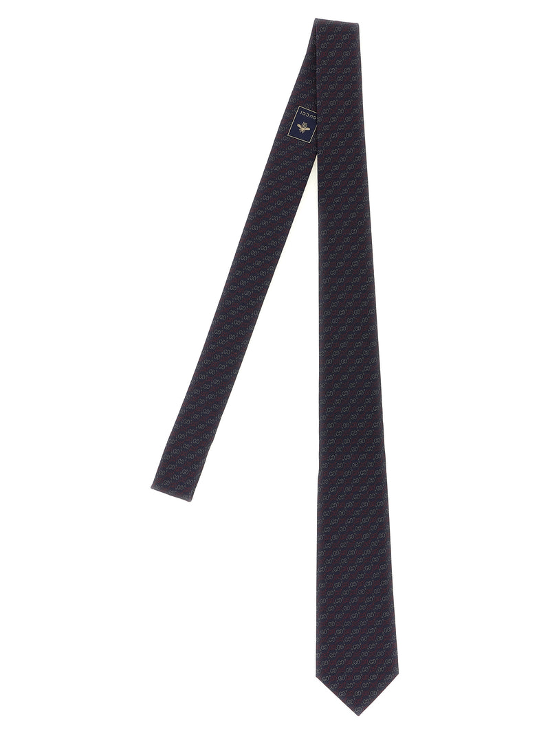 Gucci Blue Silk Tie - Iconic GG Pattern