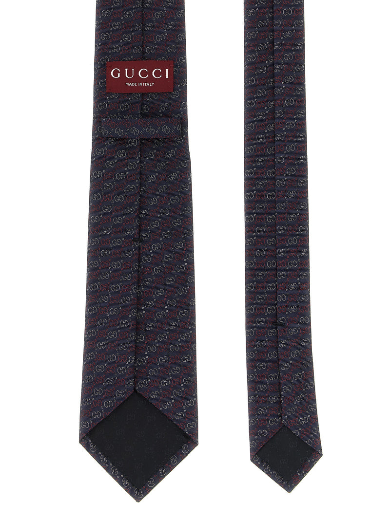 Gucci Blue Silk Tie - Iconic GG Pattern