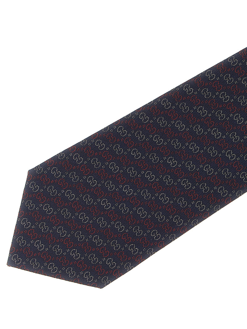 Gucci Blue Silk Tie - Iconic GG Pattern