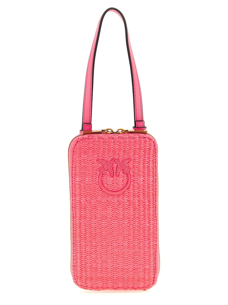 PINKO Fuchsia Braided Raffia Smartphone Holder