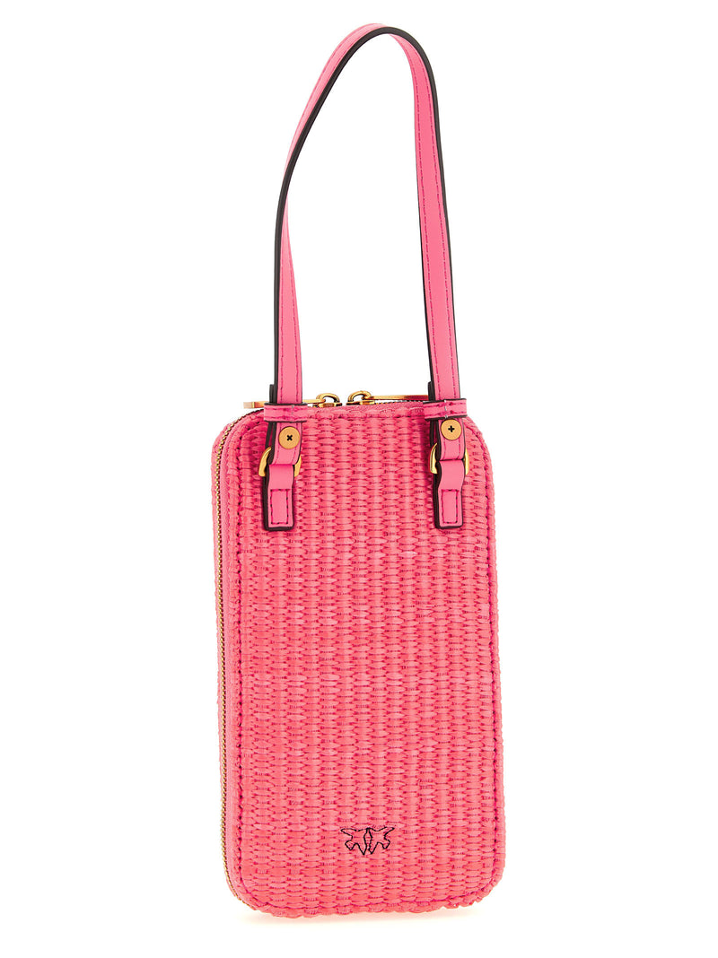 PINKO Fuchsia Braided Raffia Smartphone Holder