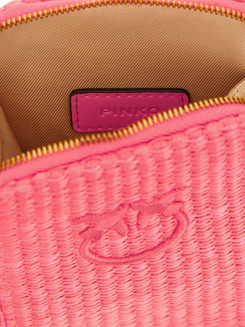 PINKO Fuchsia Braided Raffia Smartphone Holder