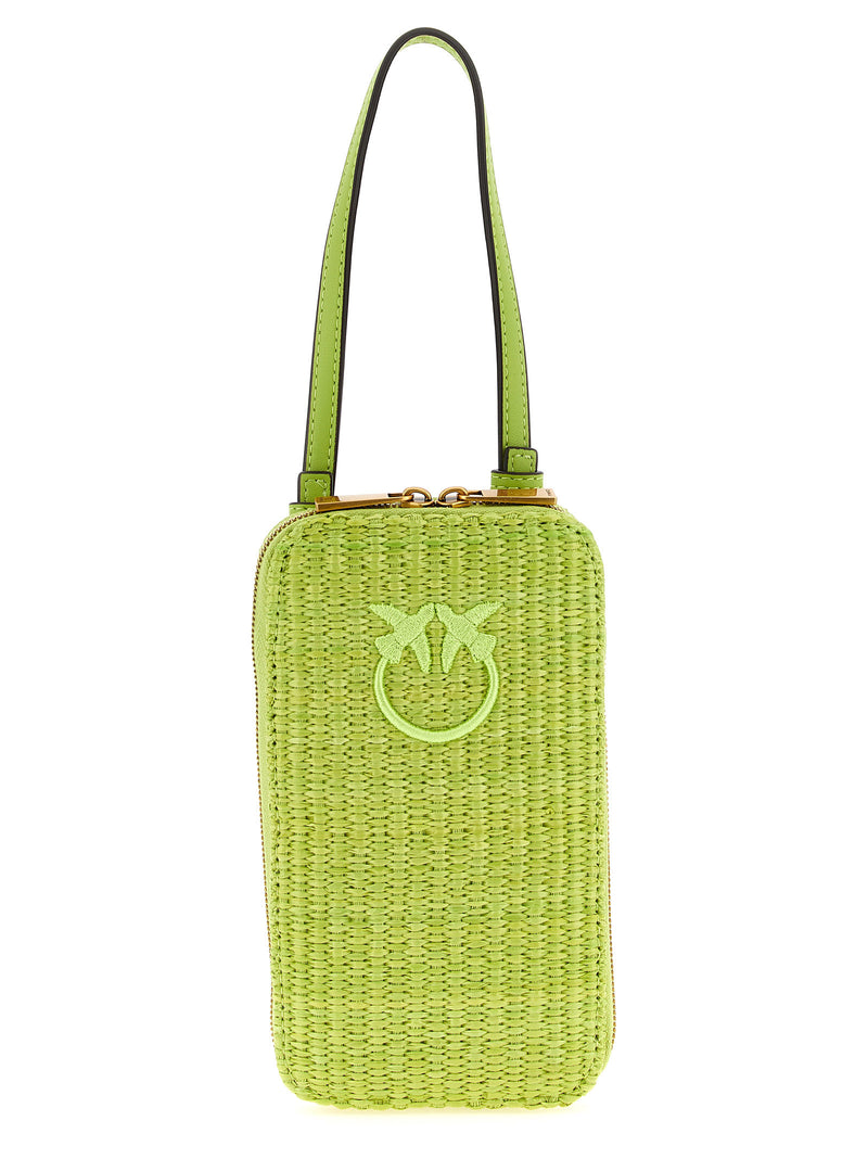 PINKO Bicolor Braided Raffia Smartphone Holder