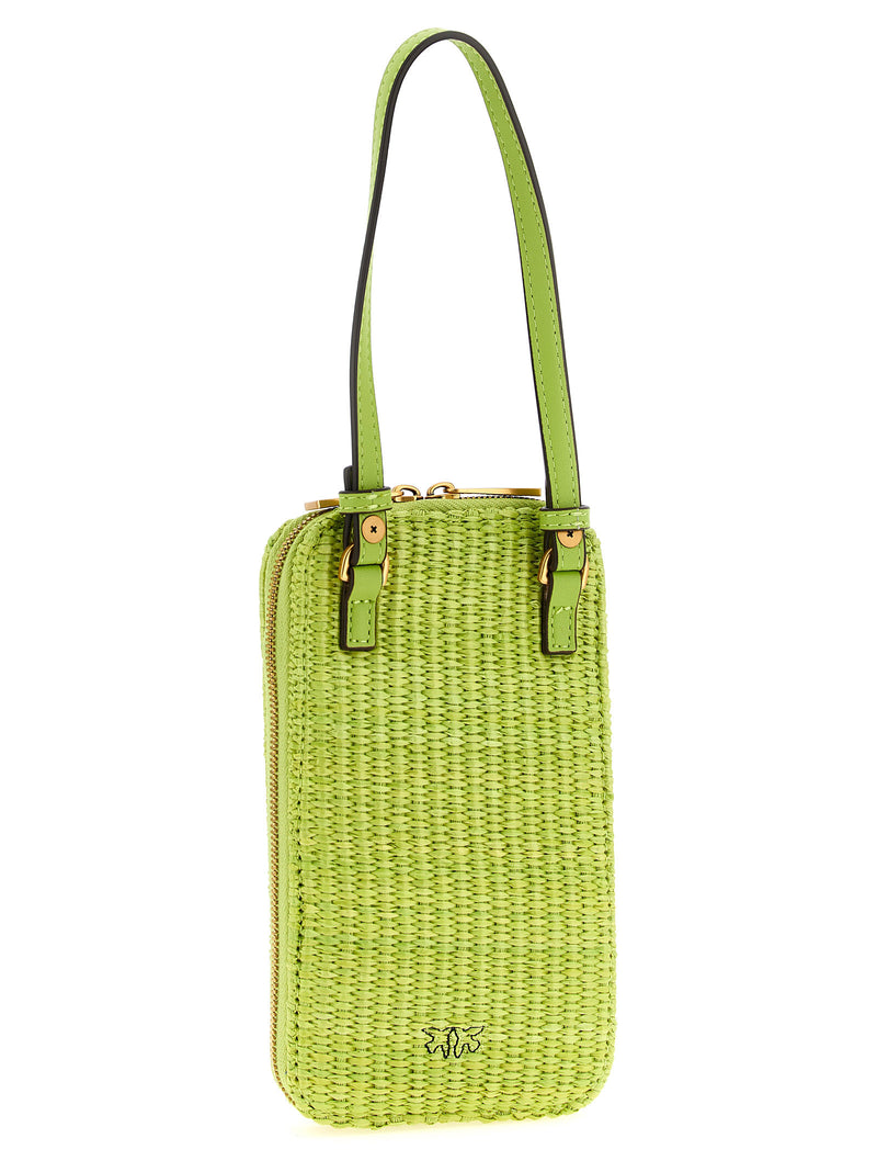 PINKO Bicolor Braided Raffia Smartphone Holder