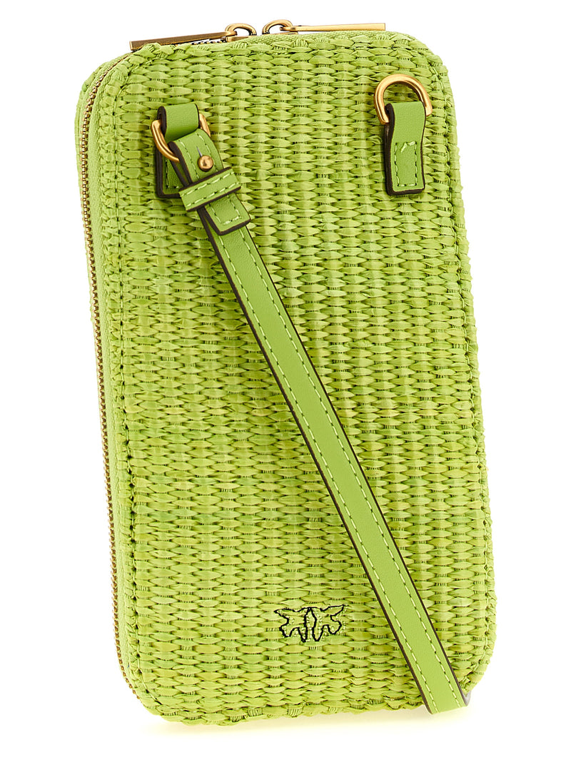 PINKO Bicolor Braided Raffia Smartphone Holder