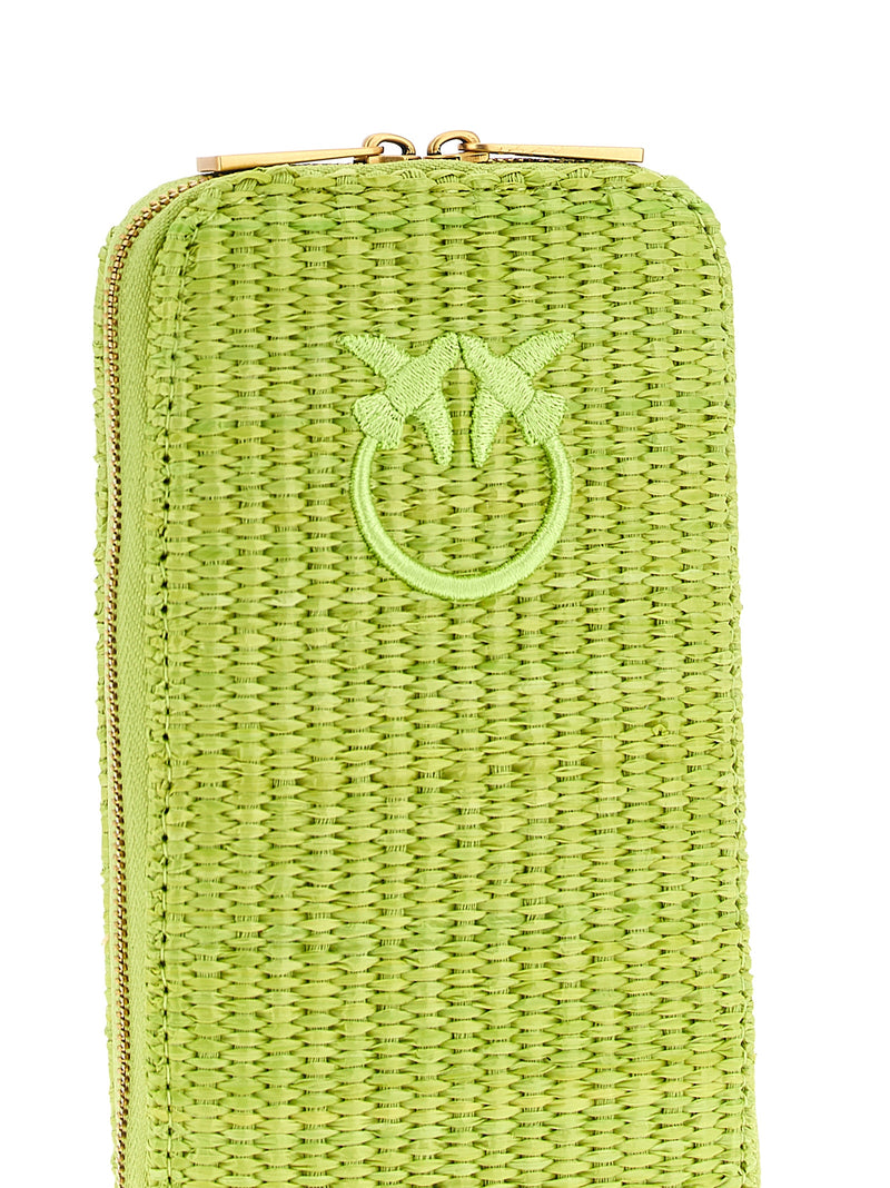 PINKO Bicolor Braided Raffia Smartphone Holder