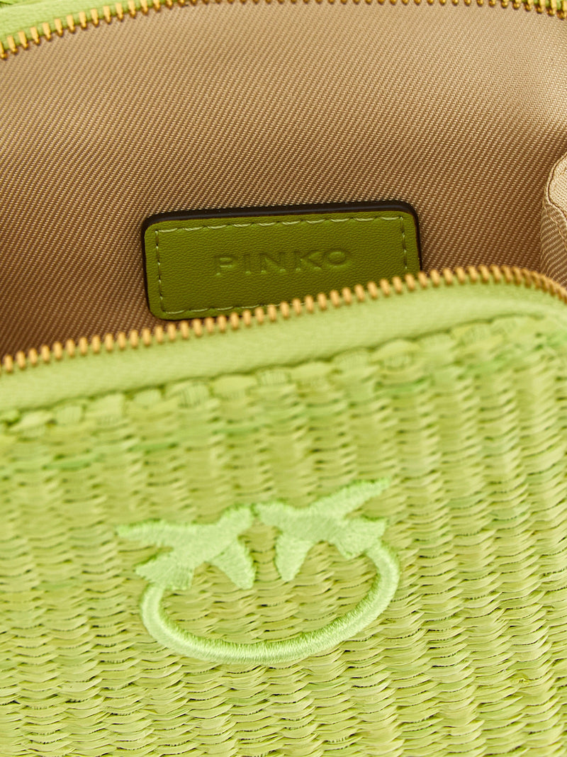 PINKO Bicolor Braided Raffia Smartphone Holder