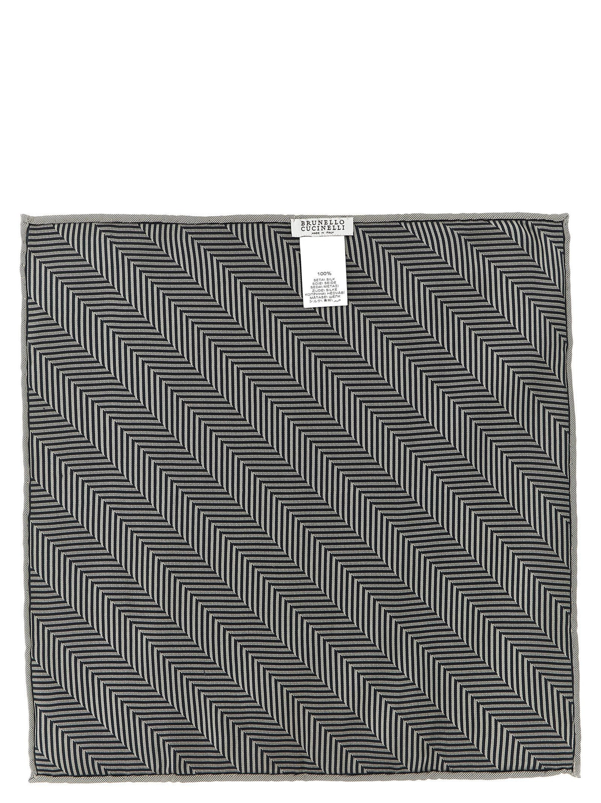 Brunello Cucinelli Gray Silk Pocket Square