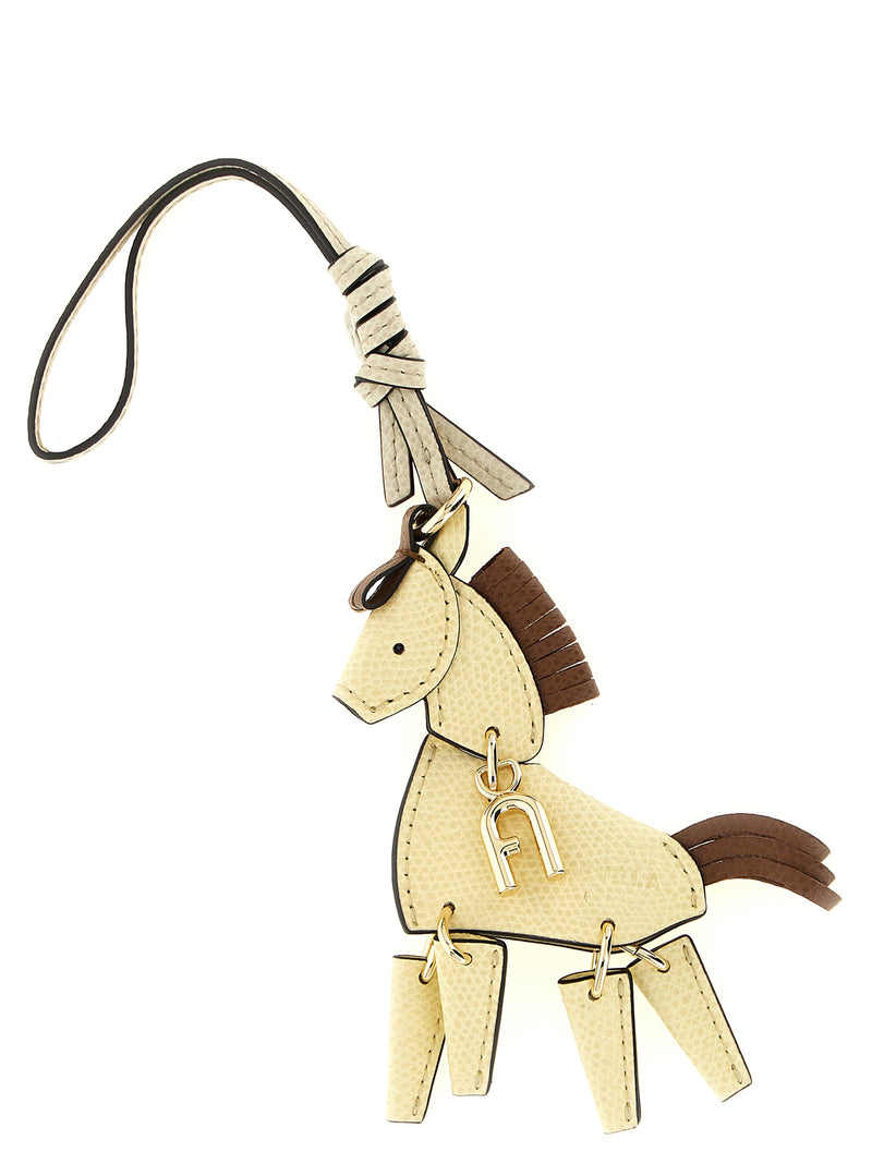 Furla Allegra Beige Leather Horse-Shaped Keychain