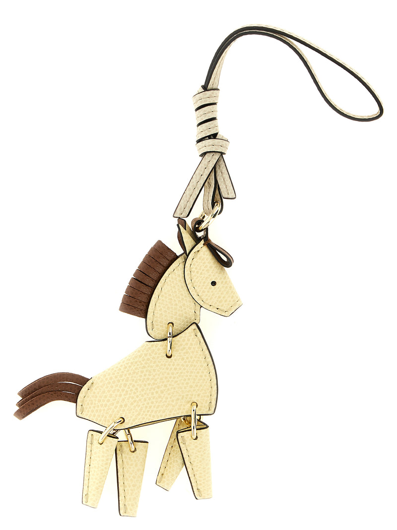 Furla Allegra Beige Leather Horse-Shaped Keychain