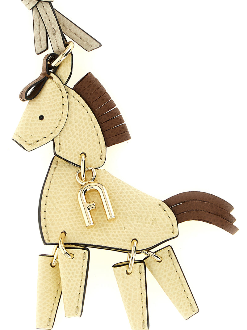 Furla Allegra Beige Leather Horse-Shaped Keychain
