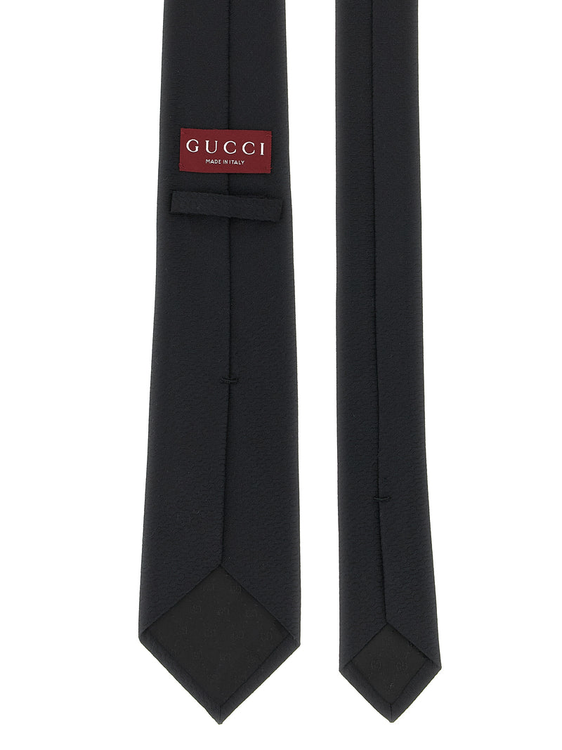 Gucci Black Silk Tie - Morsetto Gucci Jacquard