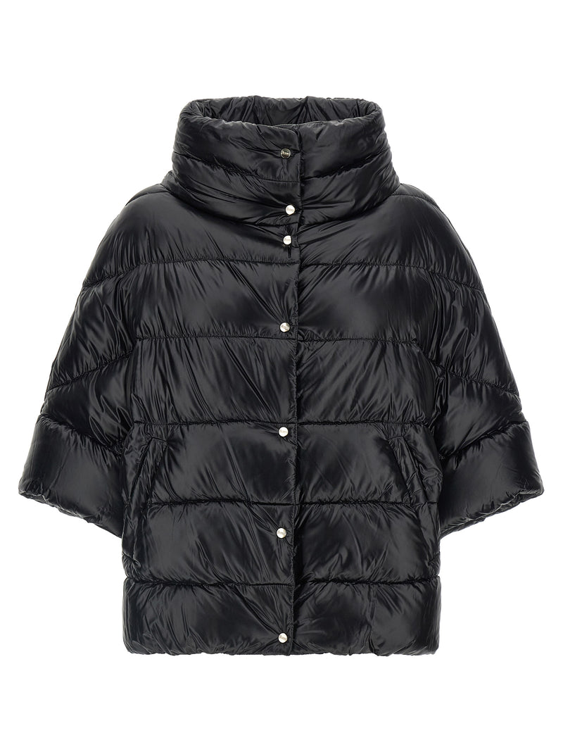 Herno Black Ultralight Nylon Hooded Cape