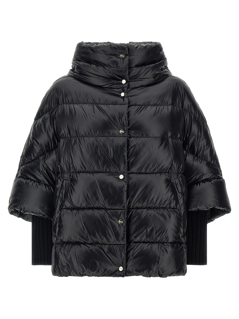 Herno Black Ultralight Nylon Hooded Cape