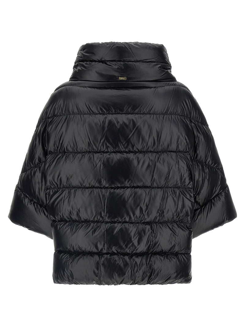 Herno Black Ultralight Nylon Hooded Cape