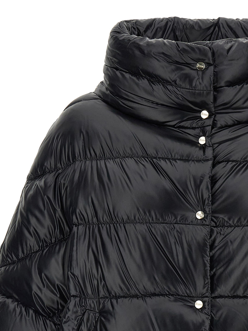 Herno Black Ultralight Nylon Hooded Cape