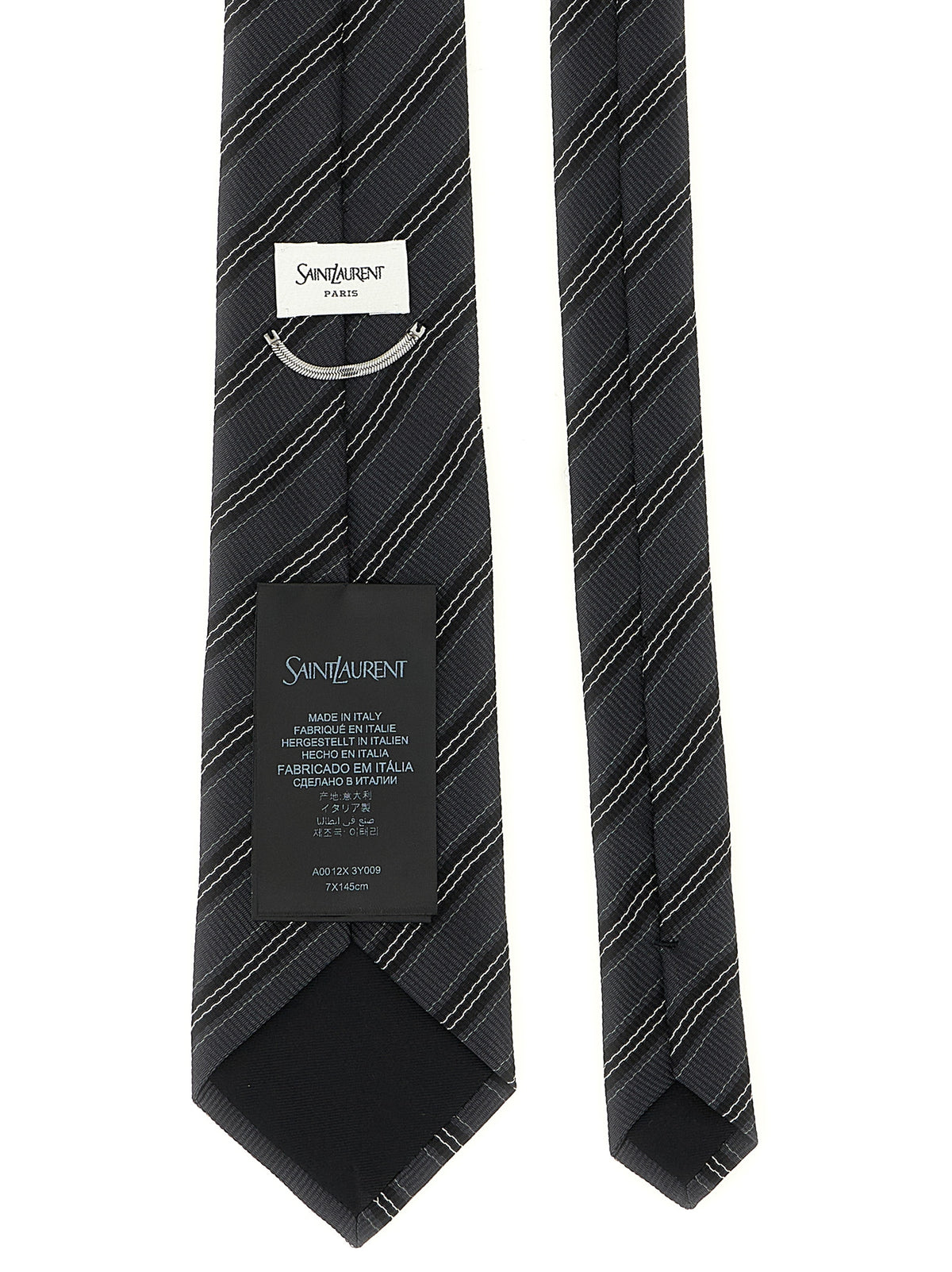 Saint Laurent Gray Silk Tie