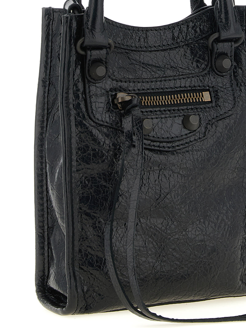 Balenciaga Le City Tote Black Lamb Leather Mobile Phone Bag