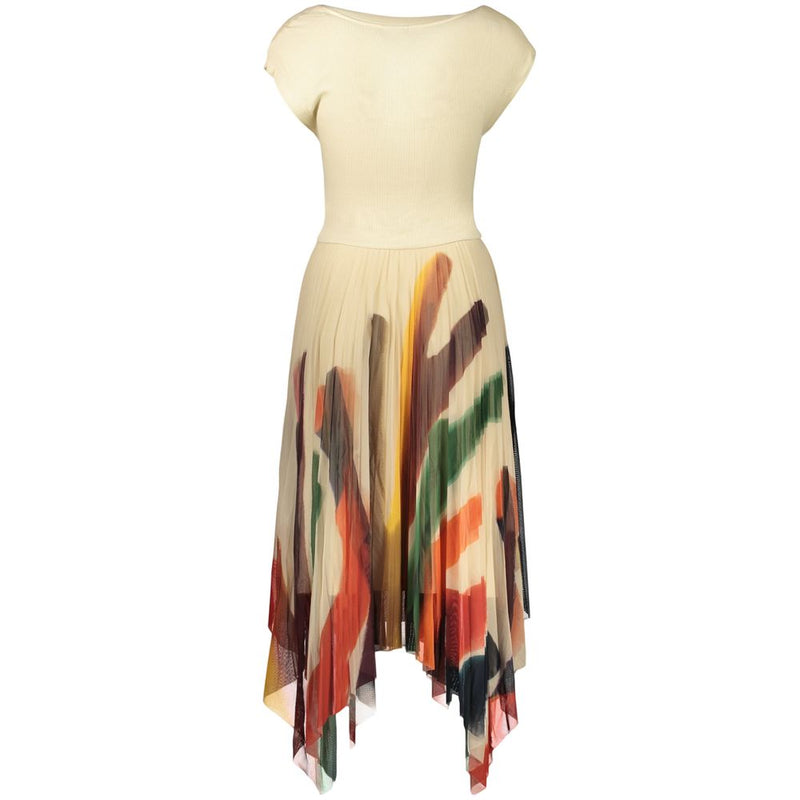 Desigual Beige Polyester Women's Dress - Lacroix Brushes Print