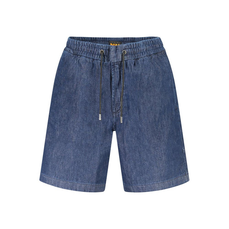 Hugo Boss Blue Cotton Bermuda Shorts for Men
