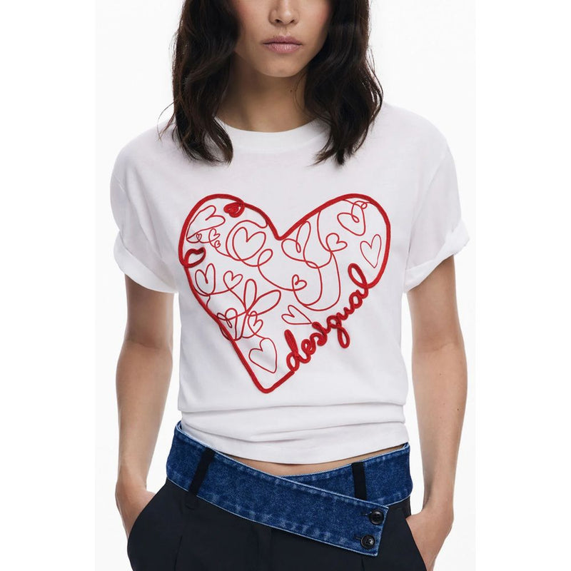 Desigual White Cotton T-Shirt - Stylish and Comfortable
