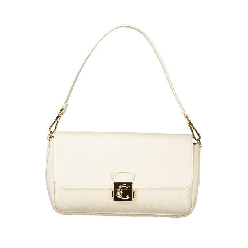 Coccinelle White Leather Handbag - C-ME Lock Bag