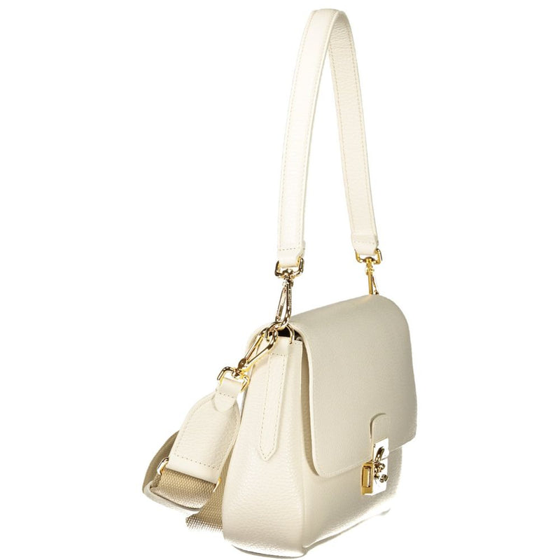 Coccinelle White Leather Handbag - C-ME Lock Bag