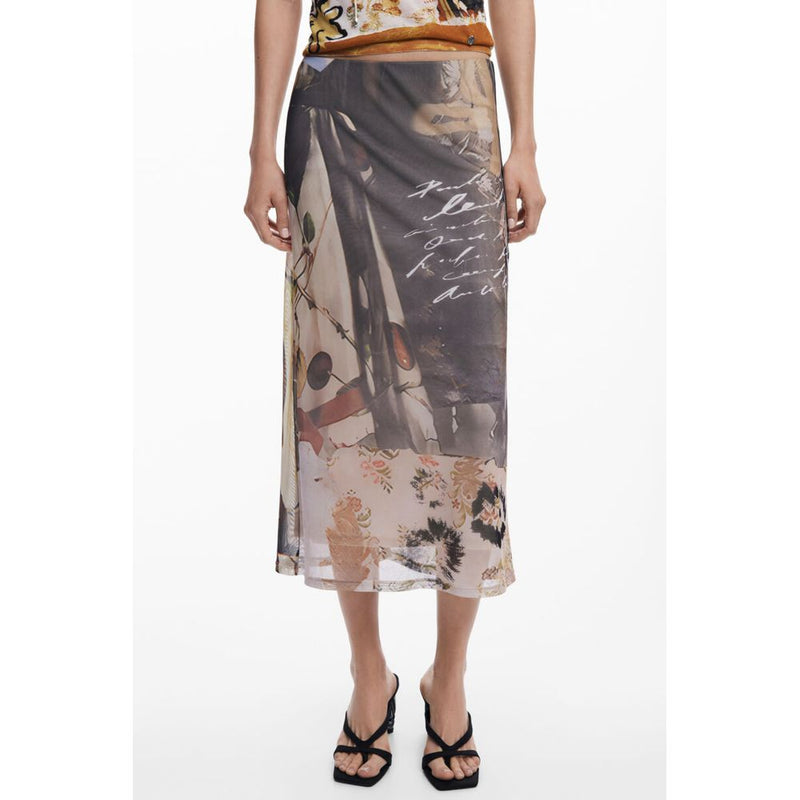 Desigual Beige Polyester Midi Skirt for Women