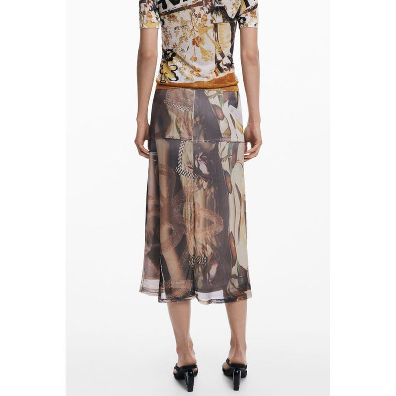 Desigual Beige Polyester Midi Skirt for Women