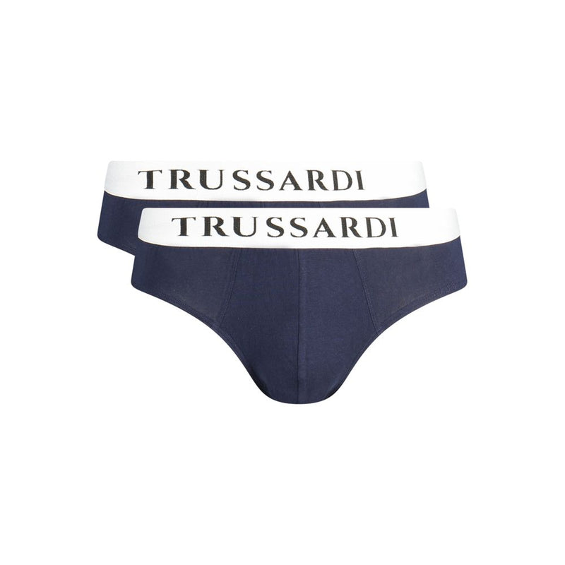 Trussardi Blue Cotton Briefs - Comfortable Bi-Pack for Men