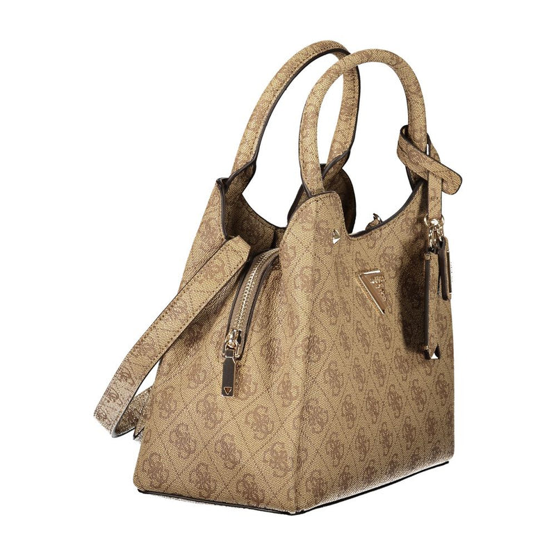 Guess Jeans Meridian II Beige Handbag with Adjustable Strap