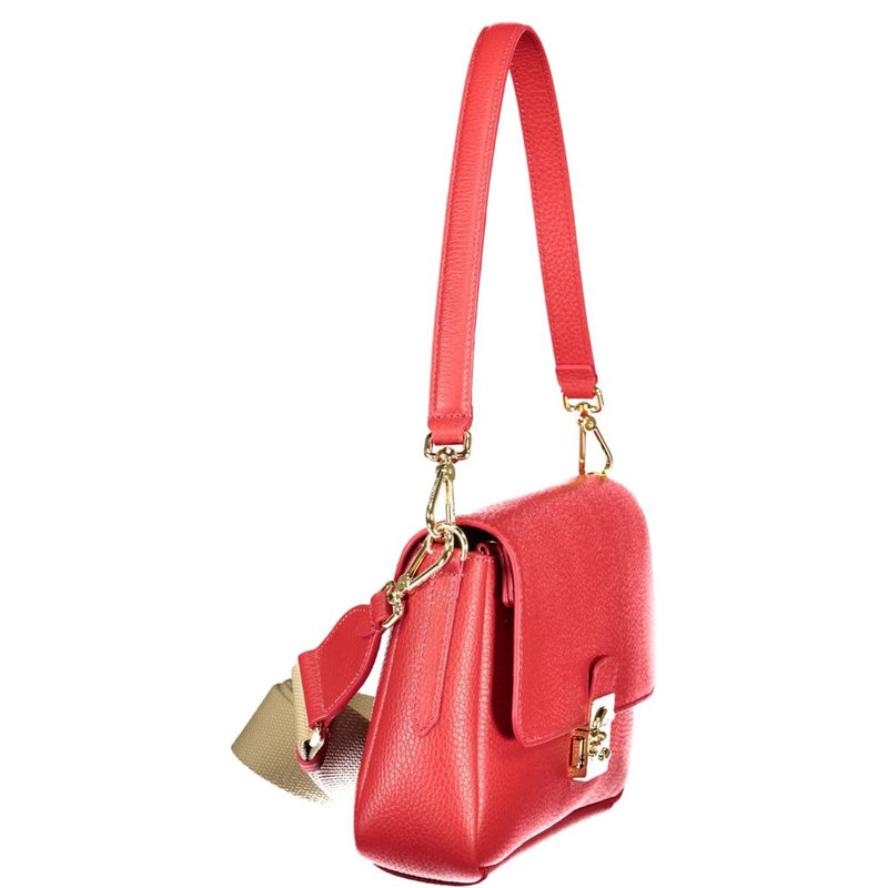 Coccinelle Red Leather Handbag - C-ME Lock Bag