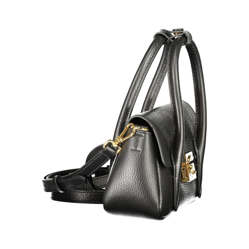 Coccinelle Black Leather Handbag - Mini U4K C-Me Lock Bag