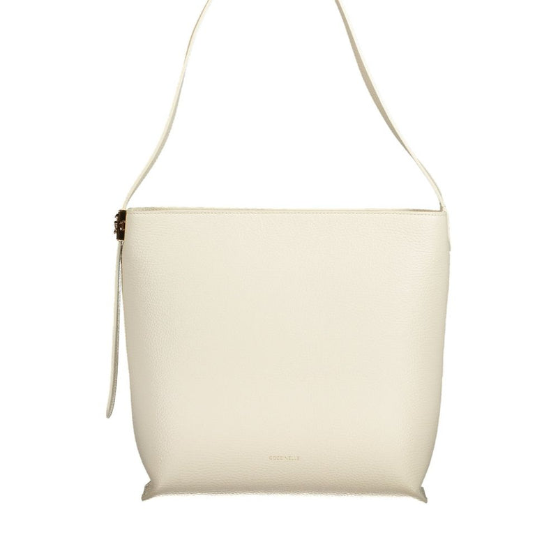 Coccinelle White Leather Handbag - C-ME LOCK BAG