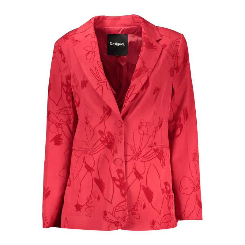 Desigual Red Polyester Blazer - Stylish Women's Outerwear