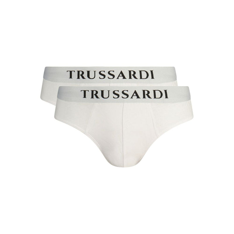 Trussardi White Cotton Briefs for Men - Comfortable Bi-Pack