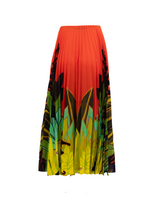 Valentino Garavani Orange Pleated Floral Skirt