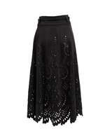 Valentino Garavani Cut-Out Floral Midi Black Skirt