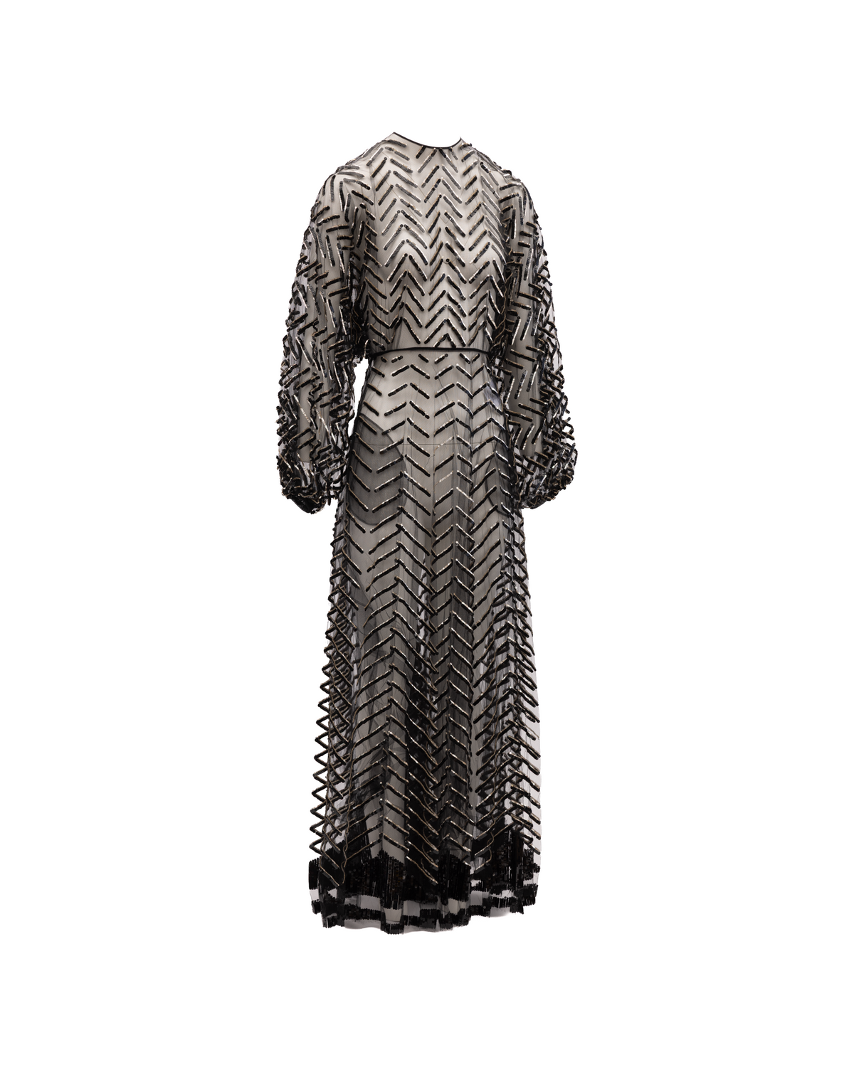 Valentino Garavani Black Embroidered Evening Dress