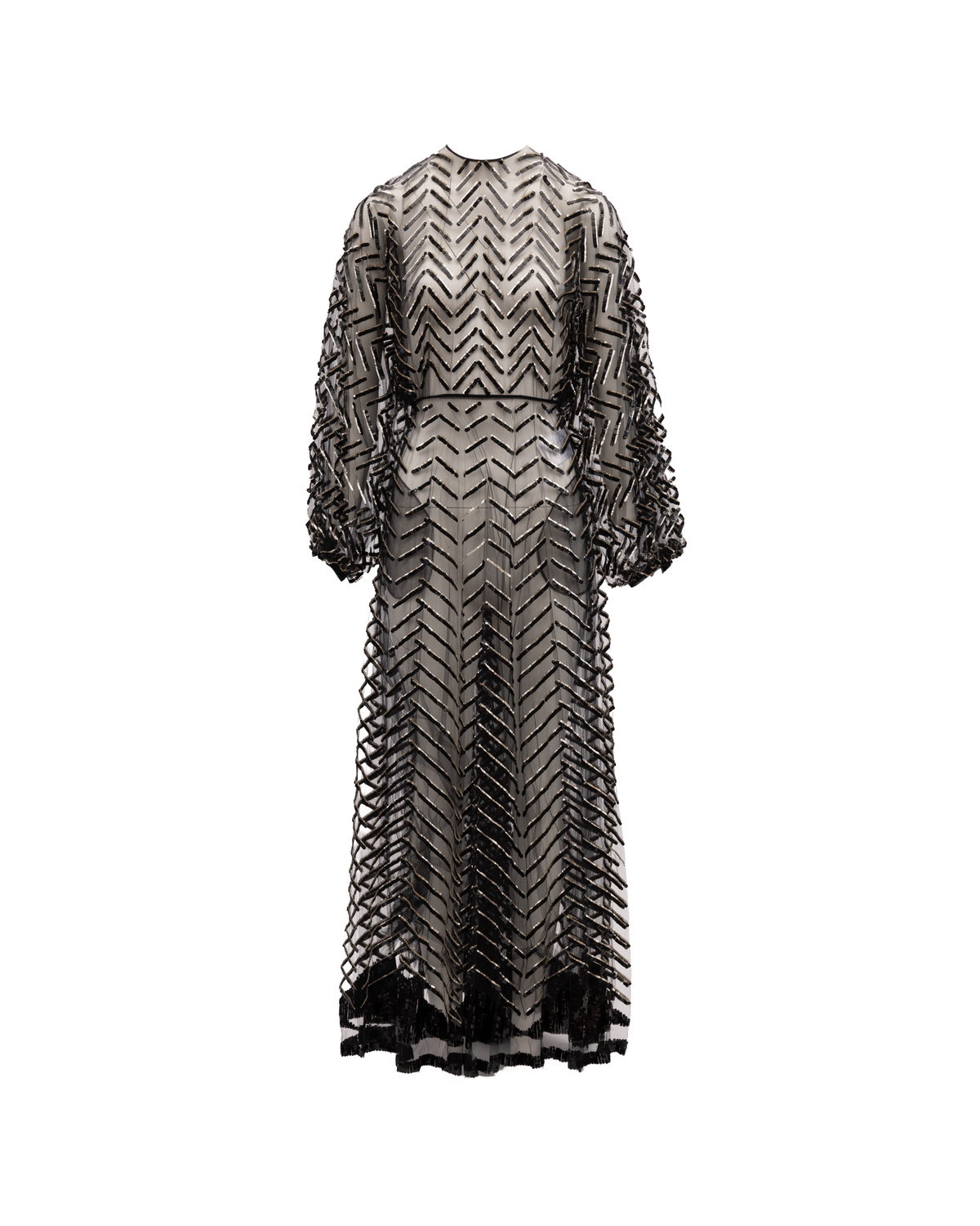 Valentino Garavani Black Embroidered Evening Dress