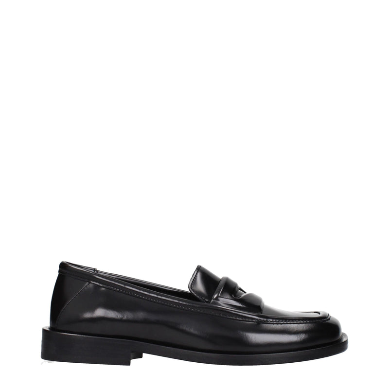 The Attico Black Leather Slip-On Loafers for Women